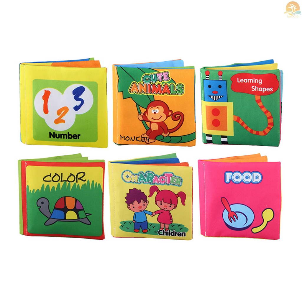 In Stock 6pak Buku Kain Bayi Lembut Tidak Beracun Buku Crinkle Gesekan Dengan Suara Gemerisik Bayi &amp; Balita Belajar Dini Edukasi Mainan Hadiah Untuk Anak Laki-Laki Perempuan Unisex