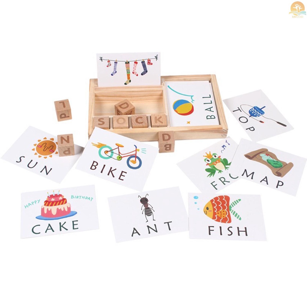 In Stock Permainan Kata Ejaan Kayu Permainan Huruf Permainan Alfabet Permainan Belajar Montessori Puzzle STEM Mainan Edukasi Dini Untuk Usia 4-6th Anak Laki-Laki &amp; Perempuan