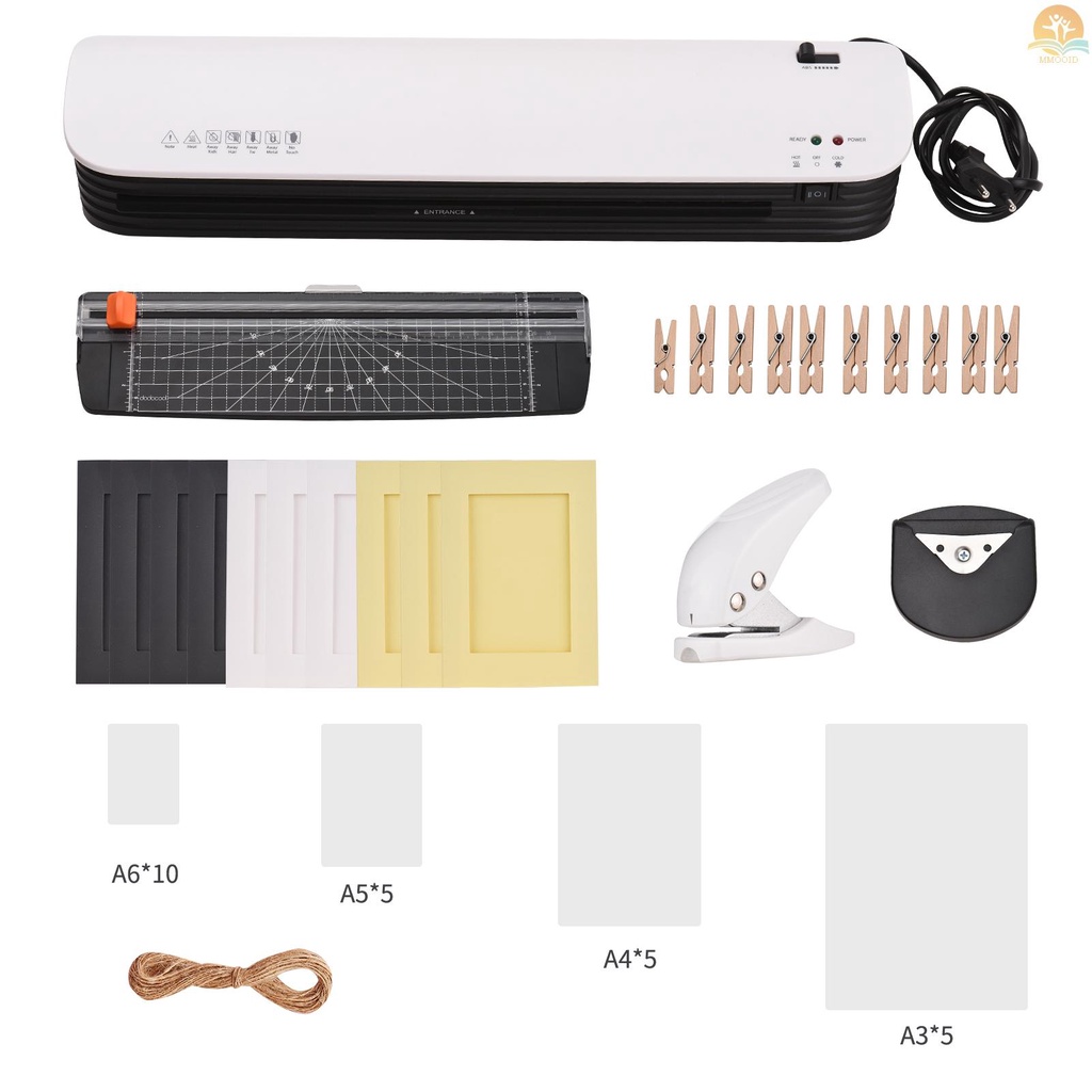 In Stock SL399 Set Mesin Laminator Ukuran A3 Laminasi Panas Dan Dingin 2sistem Rol Dengan 25a3 /A4 /A5 /A6 Kantong Laminating Corner Rounder Untuk Perlengkapan Rumah Kantor Sekolah