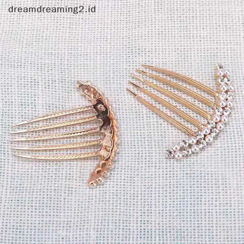 (drea) 5gigi Sisir Sisi Rambut Mutiara Kristal Hairpin Comb Wedding Bridal Berlian Imitasi Mutiara Kristal Sisir Rambut Cakar Hairpin Hiasan Rambut Aksesori //