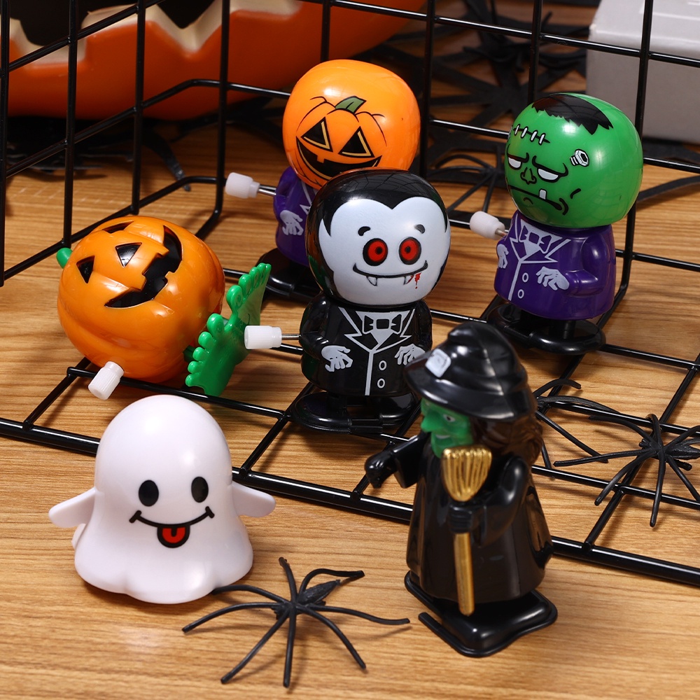 Happy Christmas Party Decor/Novelty Skeleton Zombie Pumpkin Ghost Walking Jumping Toys Untuk Anak-Anak/Trick Treat Perlengkapan Pesta Anak Hadiah Lucu Halloween Mainan Jarum Jam