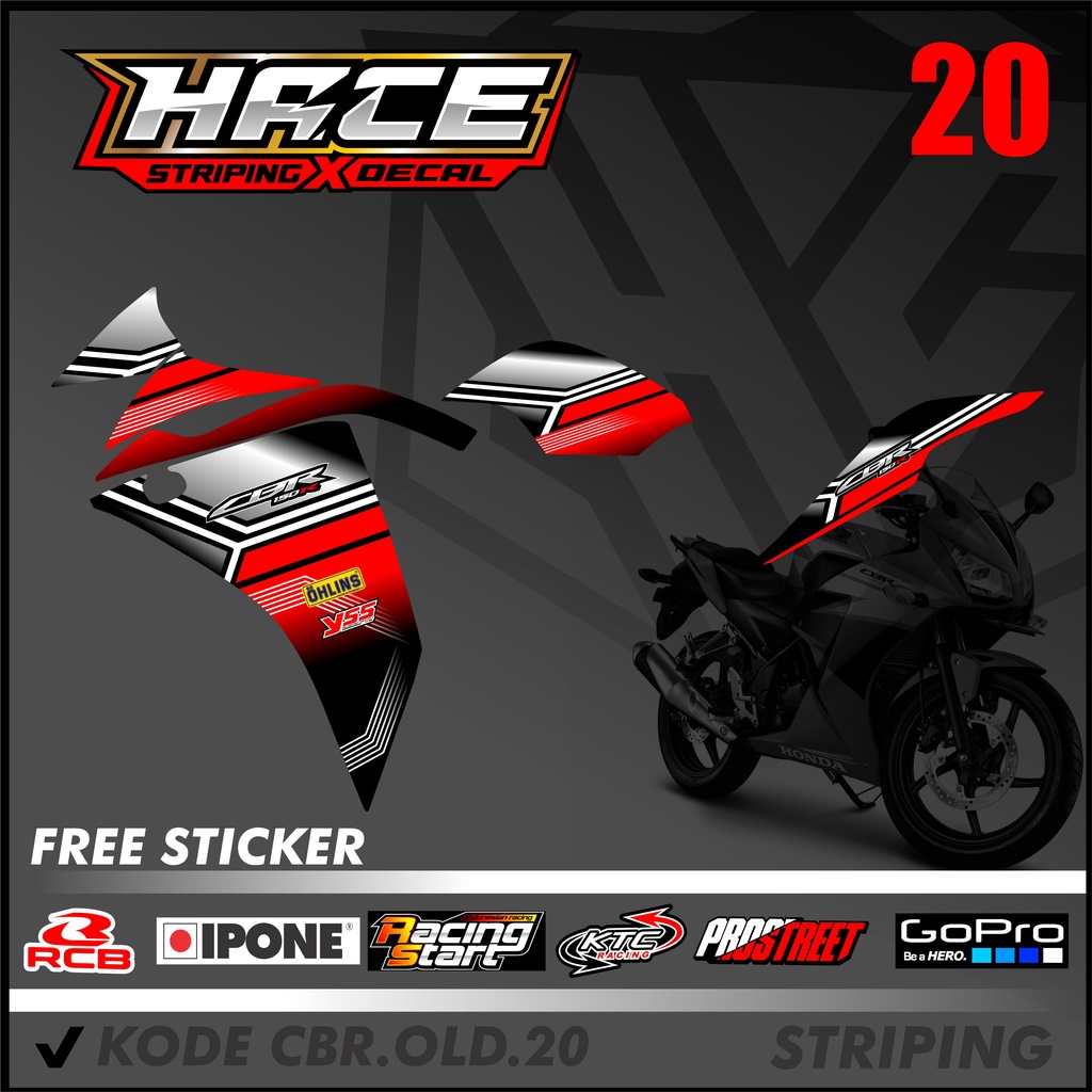 STICKER STRIPING CBR OLD - STICKER STRIPING CBR OLD BAHAN PREMIUM KODE 20