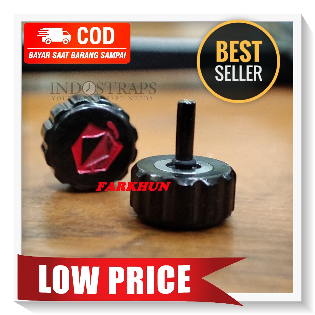 TERBAIK KNOP CROWN JAM TANGAN EXPEDITION 9.0 x 7.9 x 3.9 MM SEAL WATERPROOF HITAM PUTARAN ANTI AIR 9