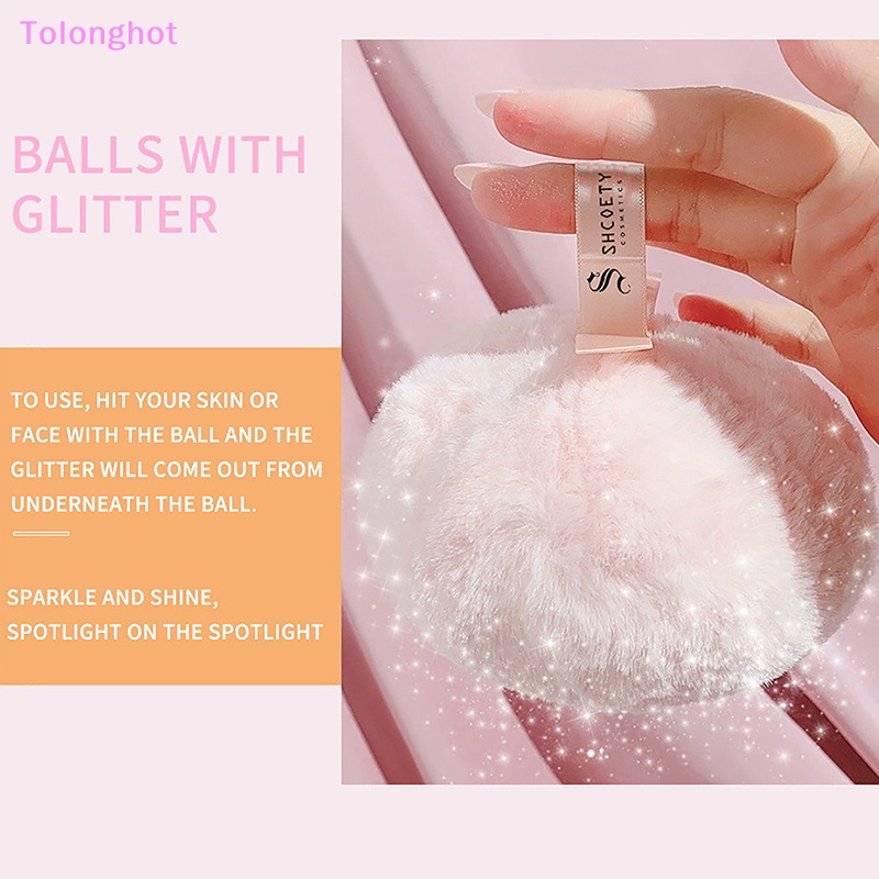 Tolonghot&gt; Sweet Shiny Peach Body Cosmetic Puff Ukuran Besar Lembut Wajah Rambut Kilau Tinggi Puff Bola Spons Puff Alat Makeup well