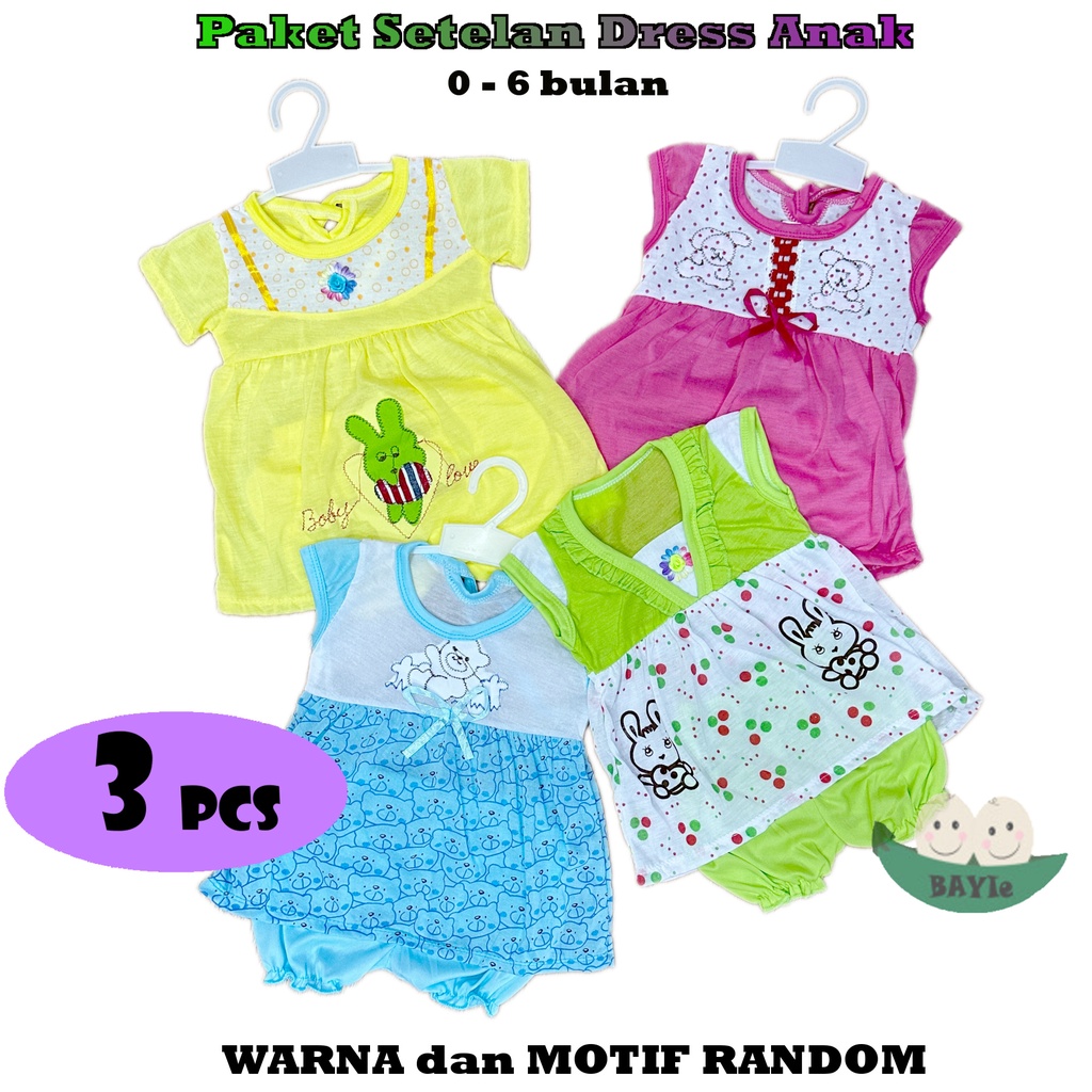 BAYIe - 1/3 PCS Setelan Baju Anak Perempuan Cewek Motif RANDOM NFC / PLANET KIDS Pakaian anak