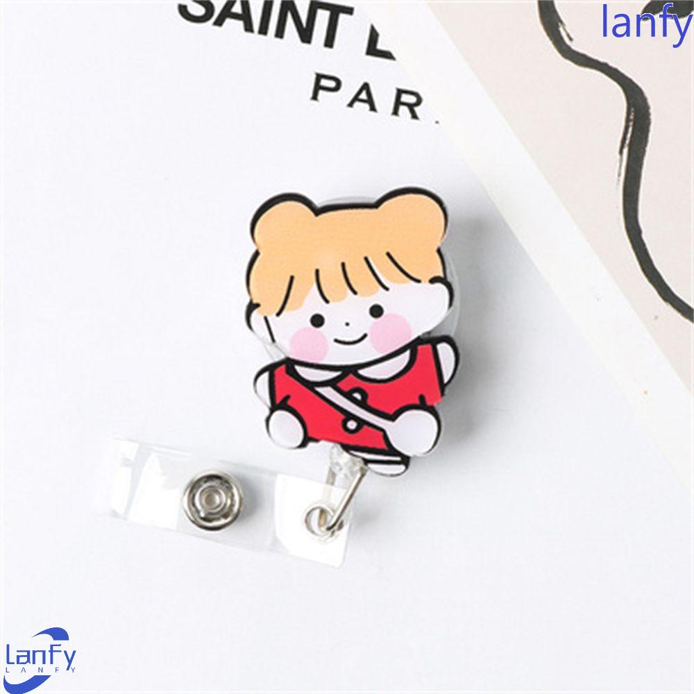 LANFY Retractable Badge Reel Beruang Lucu Perlengkapan Kantor Name Tag Perawat Dokter Kartun Name Card Holder