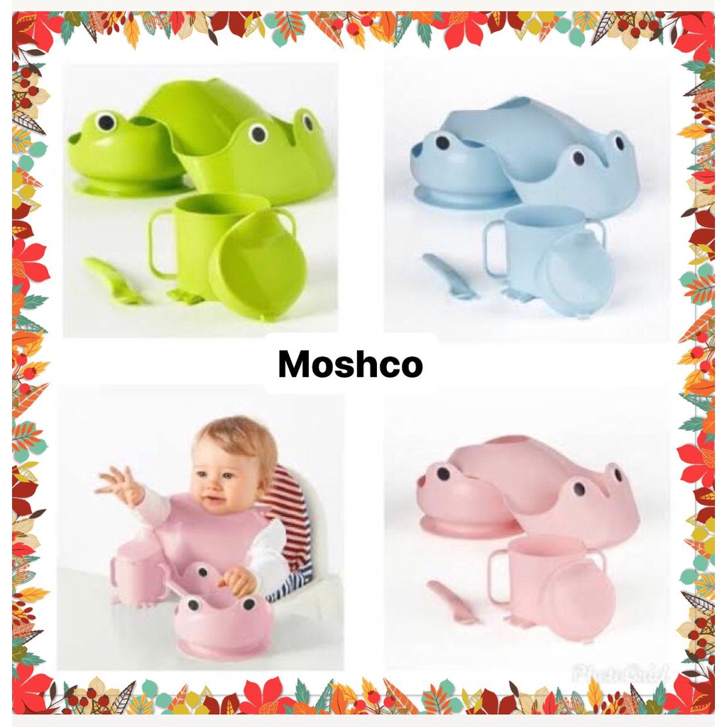 MOSHCO MATA Set makan anak, piring plastik bayi, alat makan bayi set isi 4 MATA Baby Eating Set - Perlengkapan Makan Bayi -  4 Pcs MT