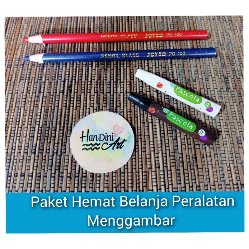 

Pensil Kaca Joyko Merah Biru Dan Krayon Pascola Hitam Putih Paket Hemat Peralatan Menggambar Handini Art