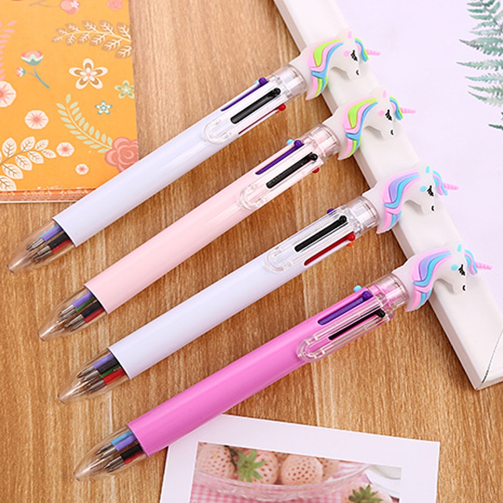 MKL - Pena Mekanik 6 Warna Pena Unicorn 6 Warna Pulpen Mekanik Karakter Unicorn Import S081