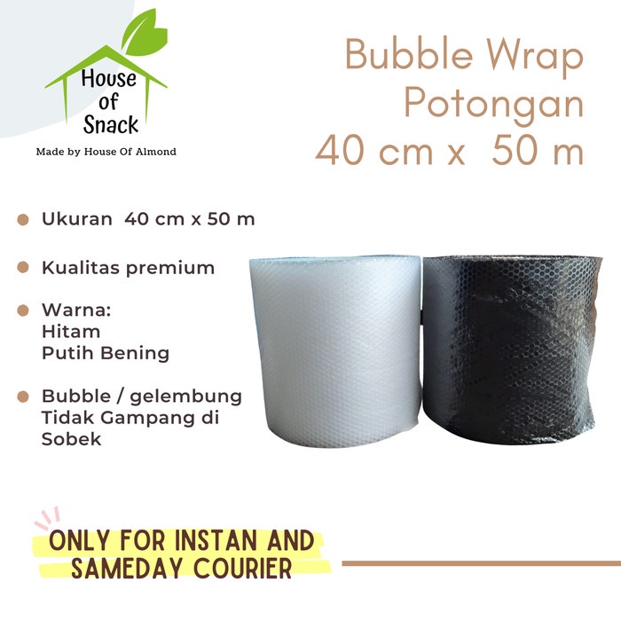 

Bubble Wrap Roll 40 cm x 50 m - Hitam