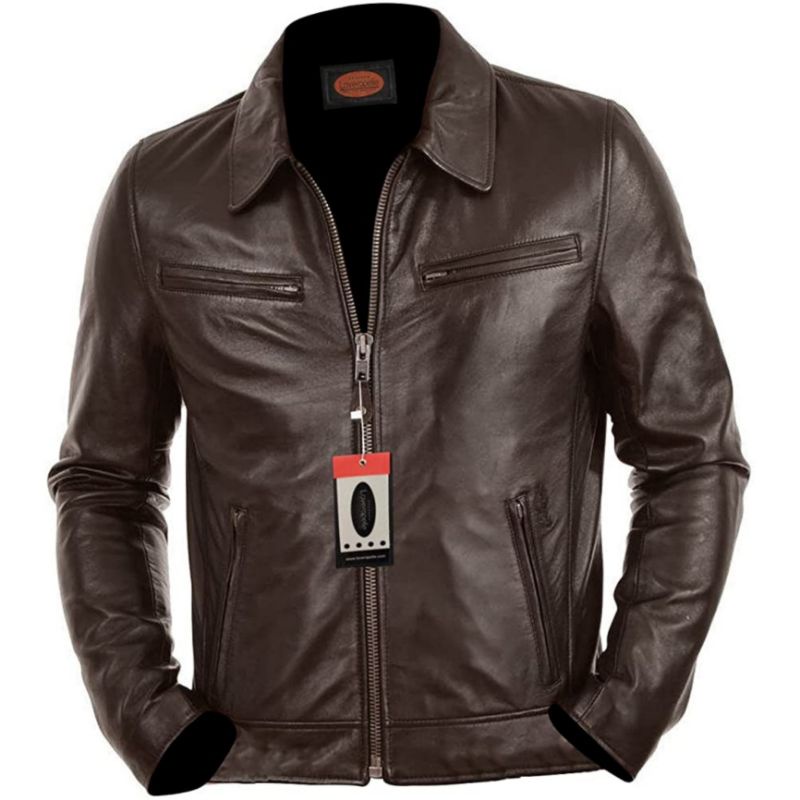 jaket kulit pria berkerah 100% original dari kulit domba/jaket kulit asli domba Garut kualitas super