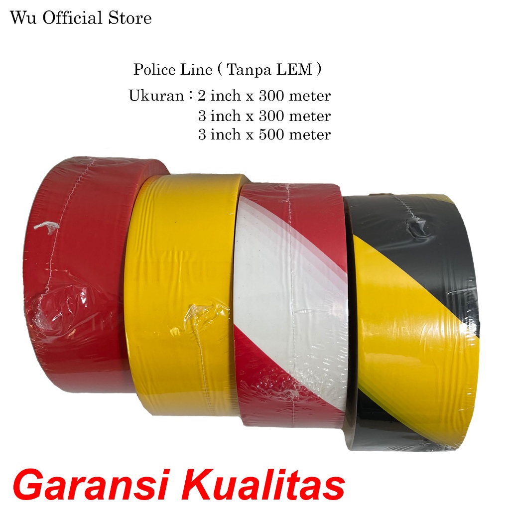 PROMO UNTUKMU!! Police Line / Garis Polisi / Safety Line / Barricade Line 2 inch x 300 meter Kuning Hitam / Merah Putih