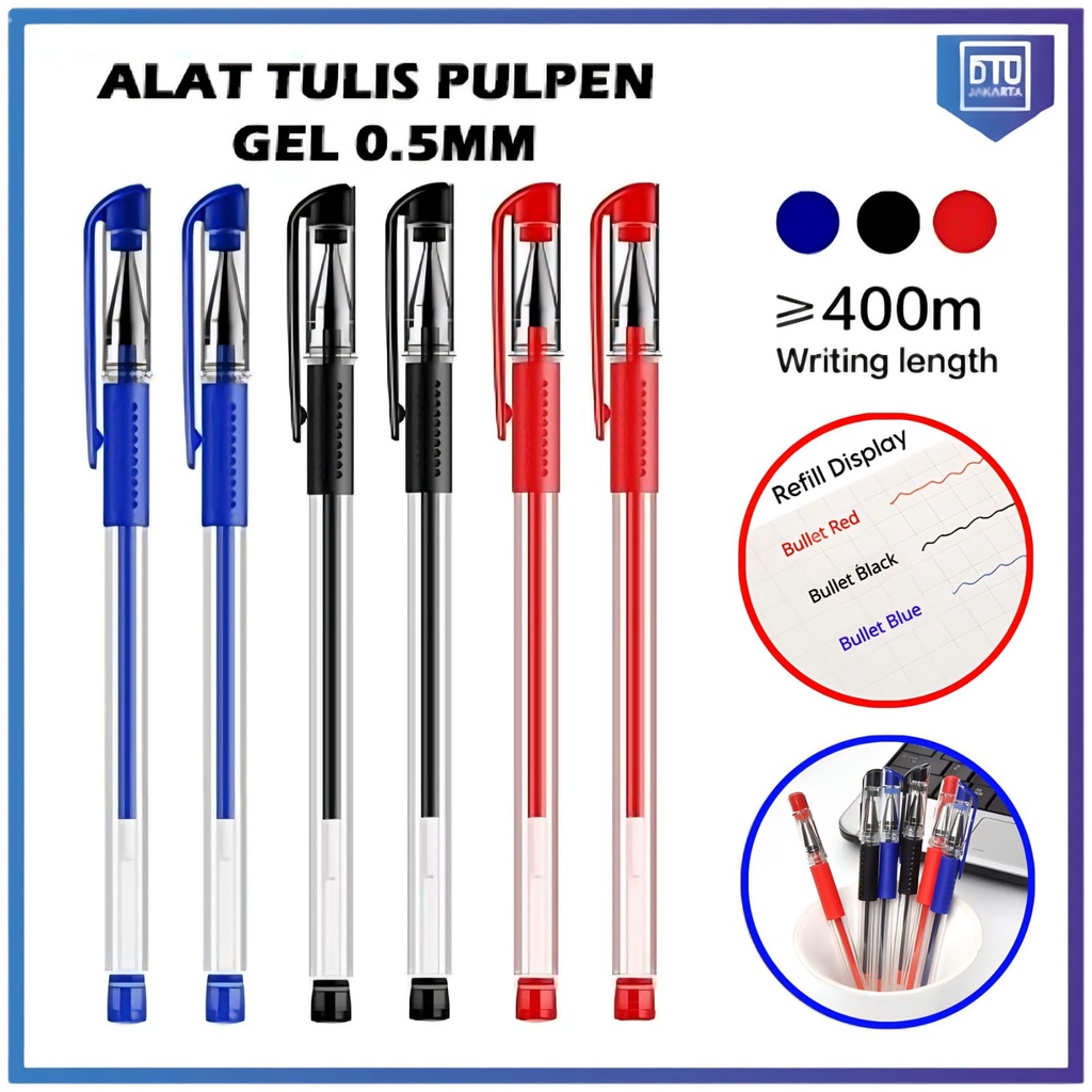 

[DTU] Pulpen Gel Alat Tulis Pena 0.5mm Standar Pulpen Tinta Cair