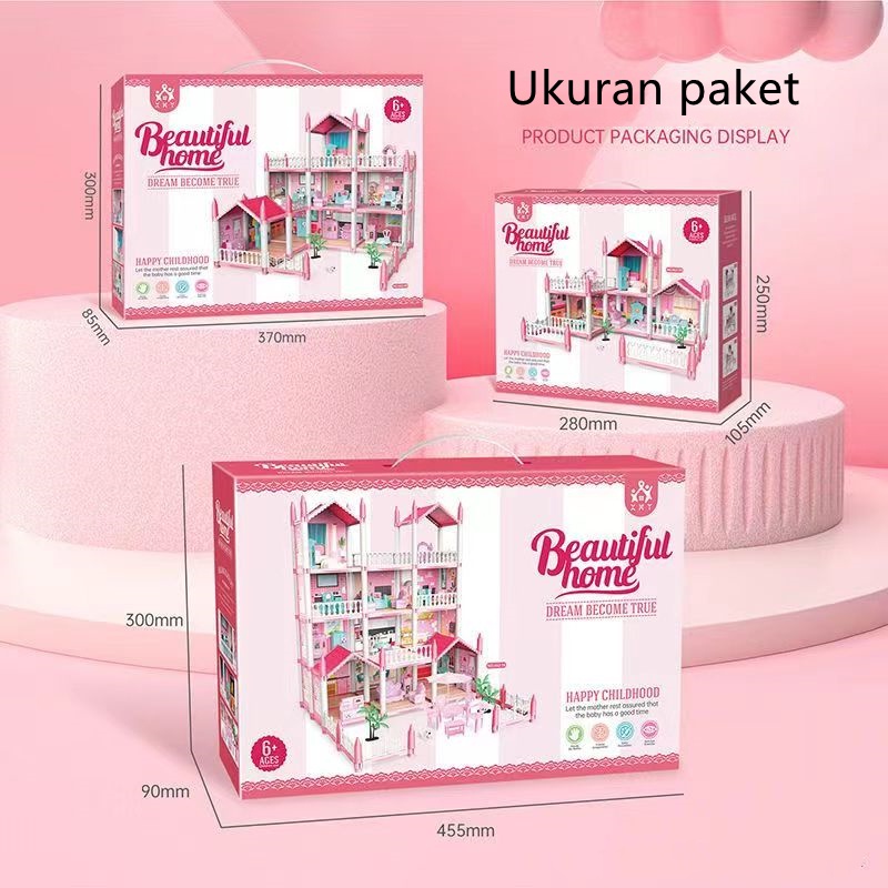 Mainan Doll House Princess Castle Besar 11 House Rumah Rumahan Anak Perempuan Lengkap Perabot Rumah Dengan Lampu