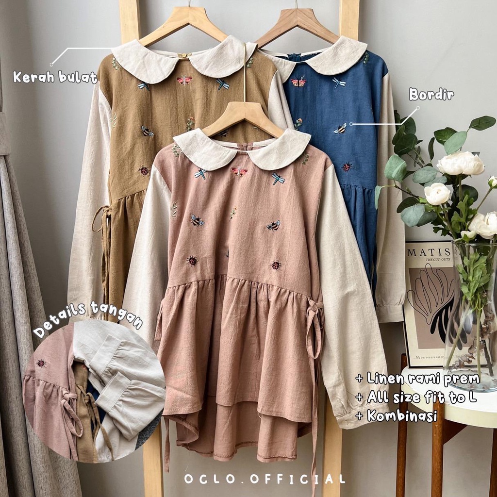 Oclo | Beenara Blouse Blus Bordir Peplum Rami