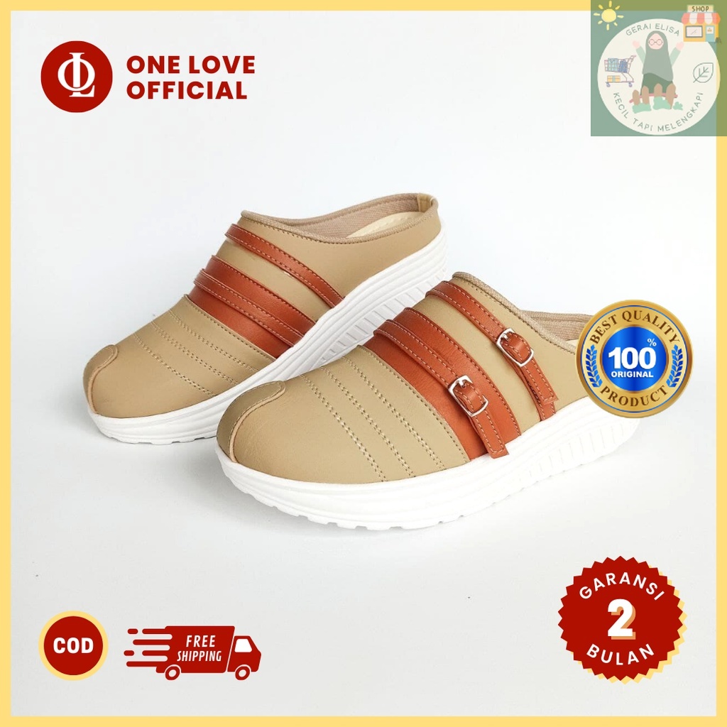 Sepatu Sneakers Wanita One Love JIHAN Hak Tinggi 5 Cm Warna Navy Putih Salem Cream Mocca Ukuran 36 S