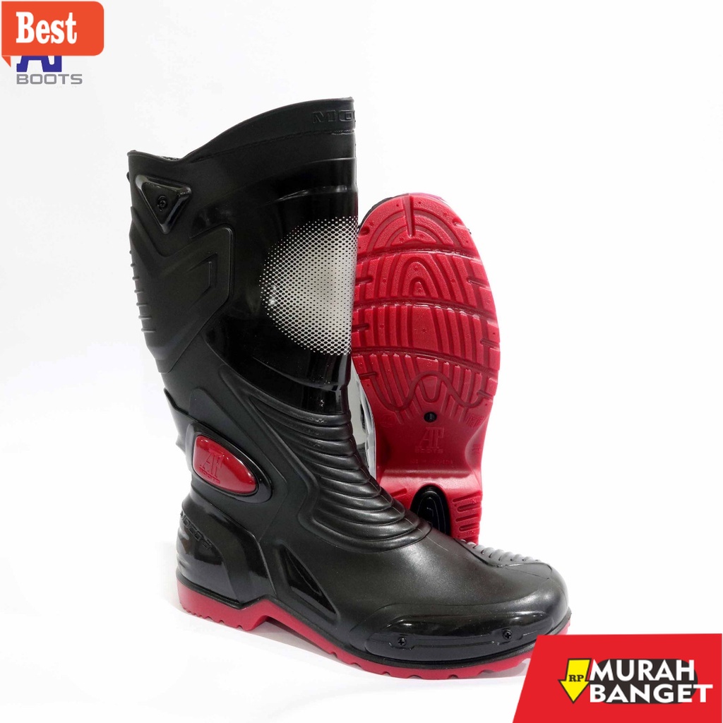 Boot pria terbaru- AP MOTO 3 HITAM/MERAH 39-45 - SEPATU BOOT SEPATU BIKERS - AP BOOTS
