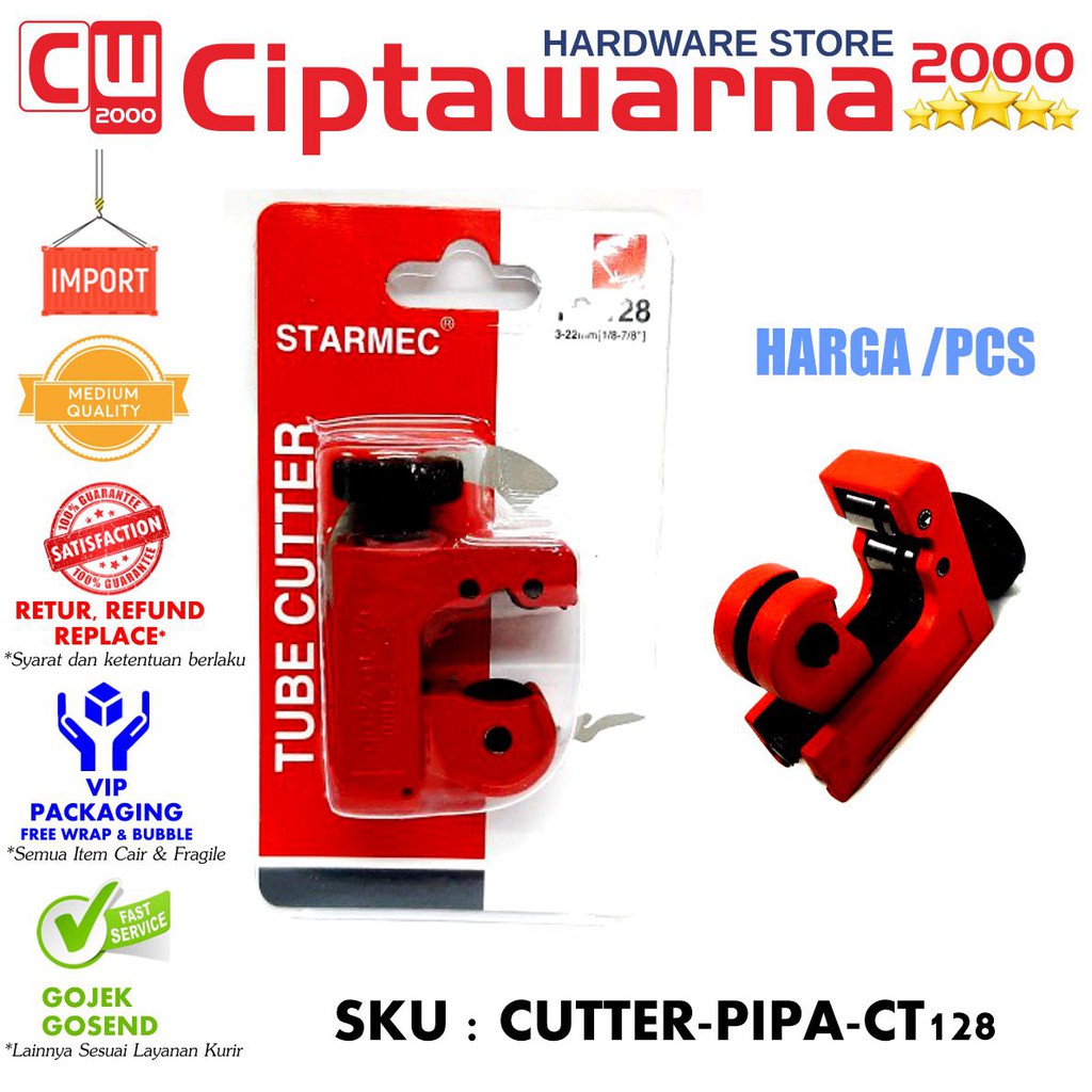 

Cutter Alat Pemotong Potong Pisau cuter Pipa Tembaga 1/8" - 7/8" inch CT - 128