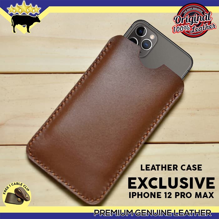 SARUNG HP LEATHER SLEEVE IPHONE 12, 12 MINI, 12 PRO, 12 PRO MAX CASING - BROWN, 12 PRO MAX K7Y ORIGI