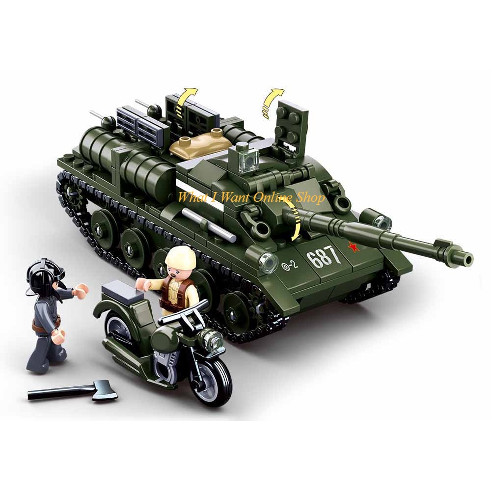 WIW - Mainan Sluban Brick - WWII SU-85- TANK DESTROYER M38-B0687