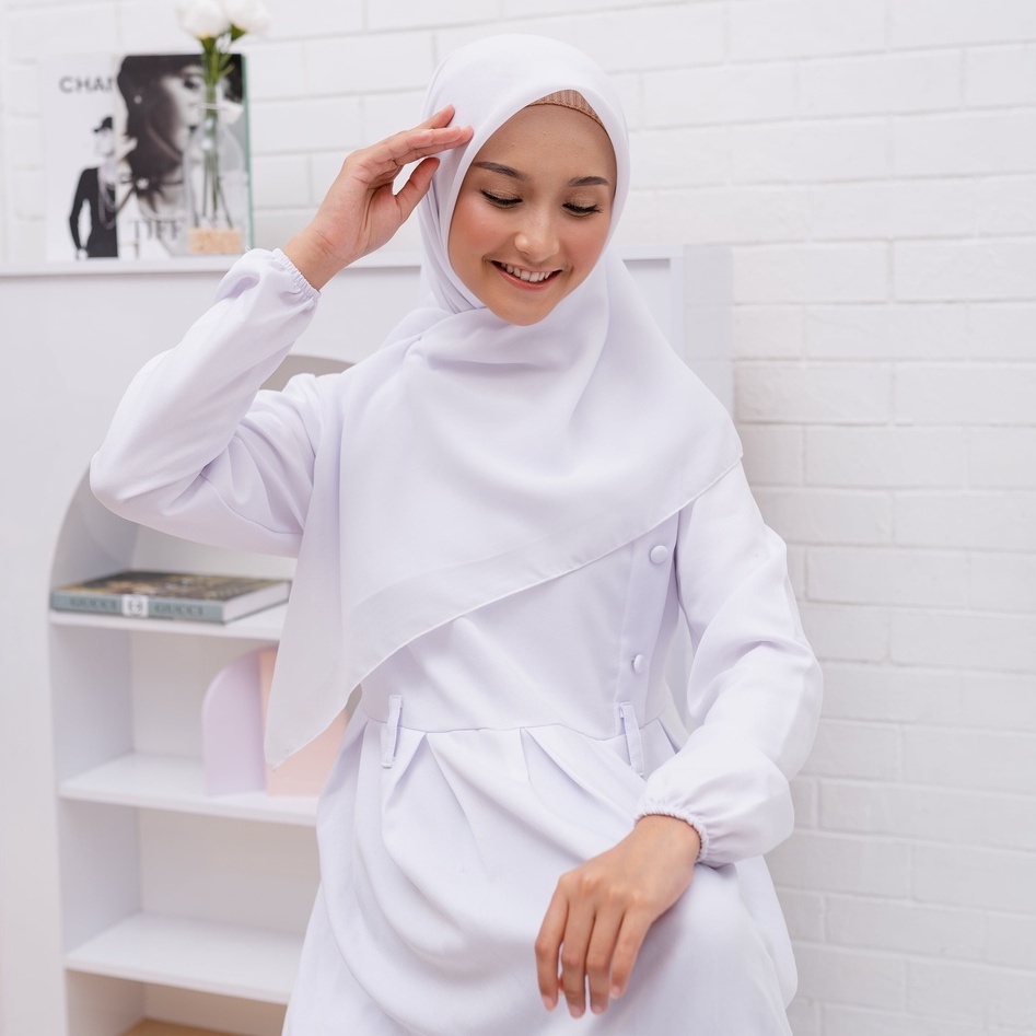 [COD] Hijab Paris Premium | Jilbab Segi Empat Voal  Kerudung 45 Warna size 110x110 cm warna putih