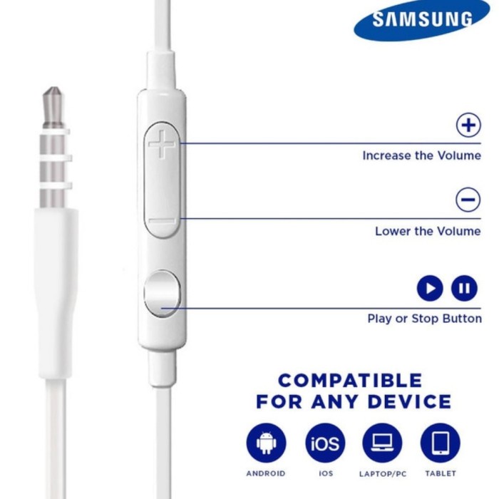 Terlaris ✨-Headset Earphone Samsung Galaxy A32 A52 A72 ORIGINAL 100% Mic - Hitam