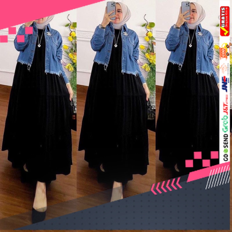 BAJU GAMIS MODEL BARU TERMURAH STYLE TRENDY /Jaket Rawis Crop Dan Iner Dress Onset Setelan Wanita Mu