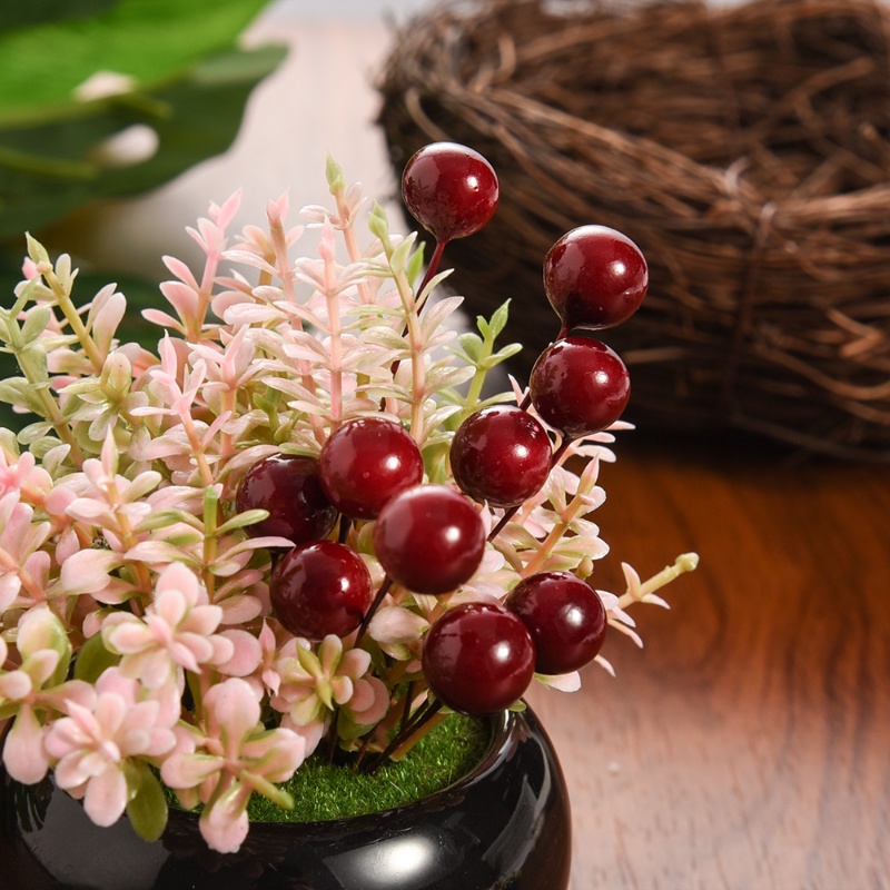 Mutiara Benang Sari Plastik Artificial Flower Small Berry/Tanaman Palsu Cherry Garland Dekorasi