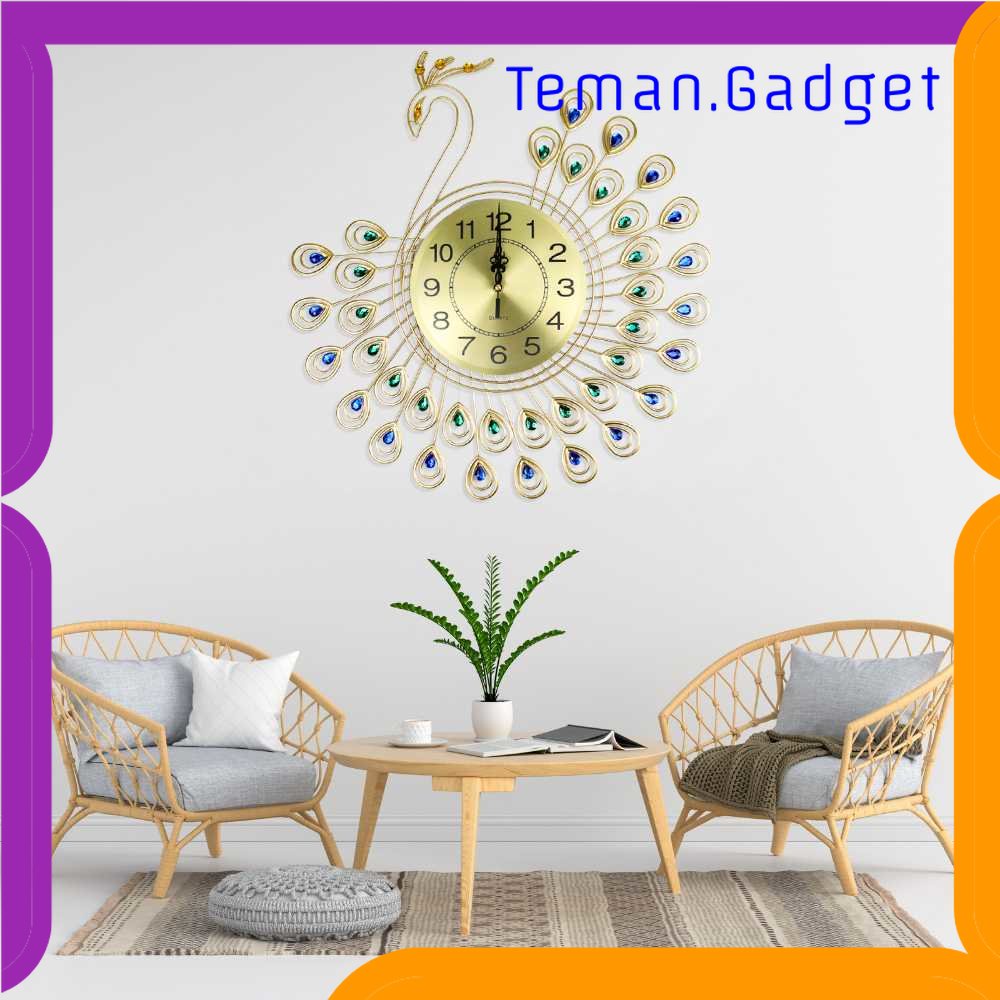 TG -  ART SAFEBET Jam Dinding Bulat Quartz Clock Diamond Peacock 53CM - H19