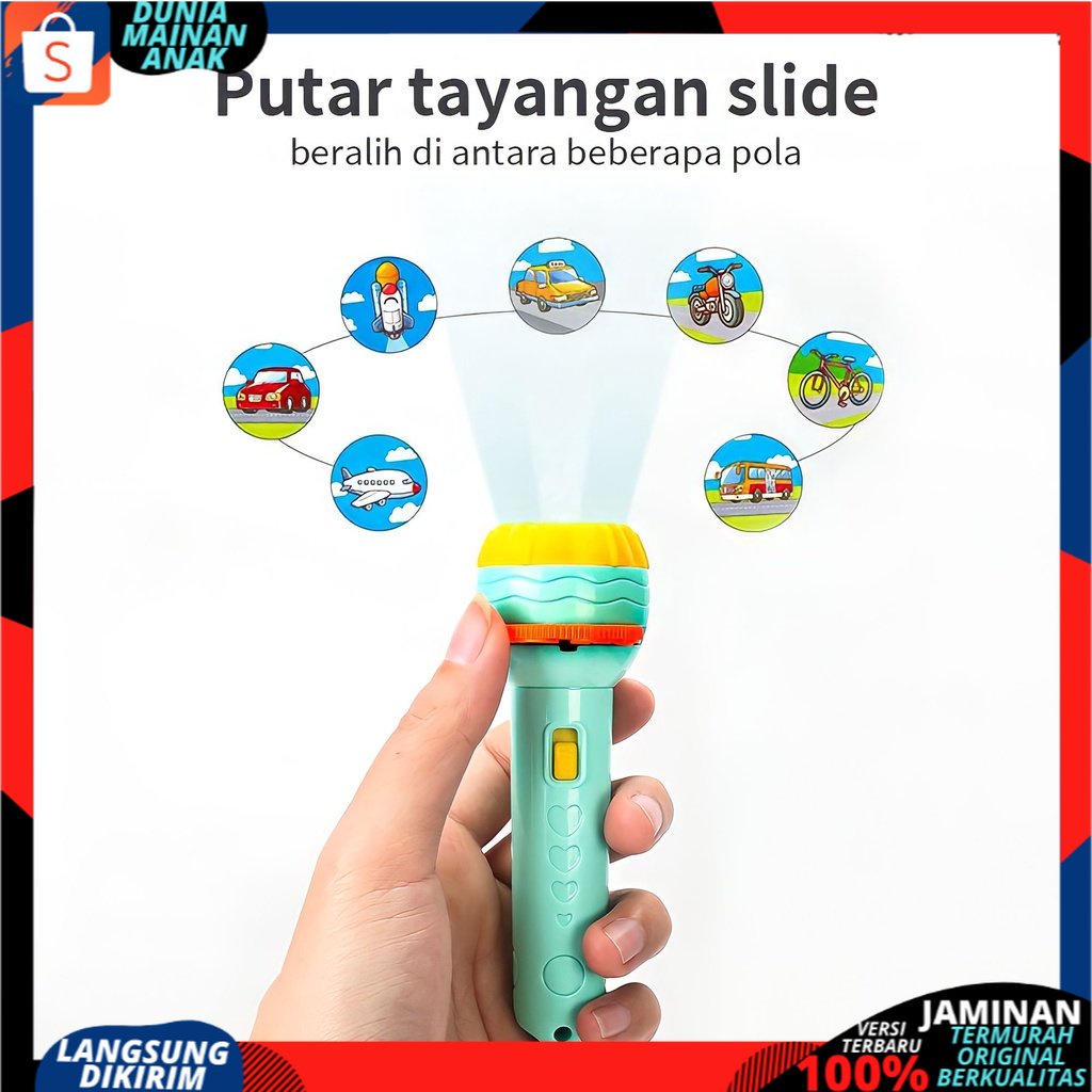 Mainan Anak senter gambar SLIDE Proyektor Flashlight SNI / Mainan Projector Gambar / Mainan Edukasi Anak / Mainan Anak Laki Laki / Mainan Anak Perempuan