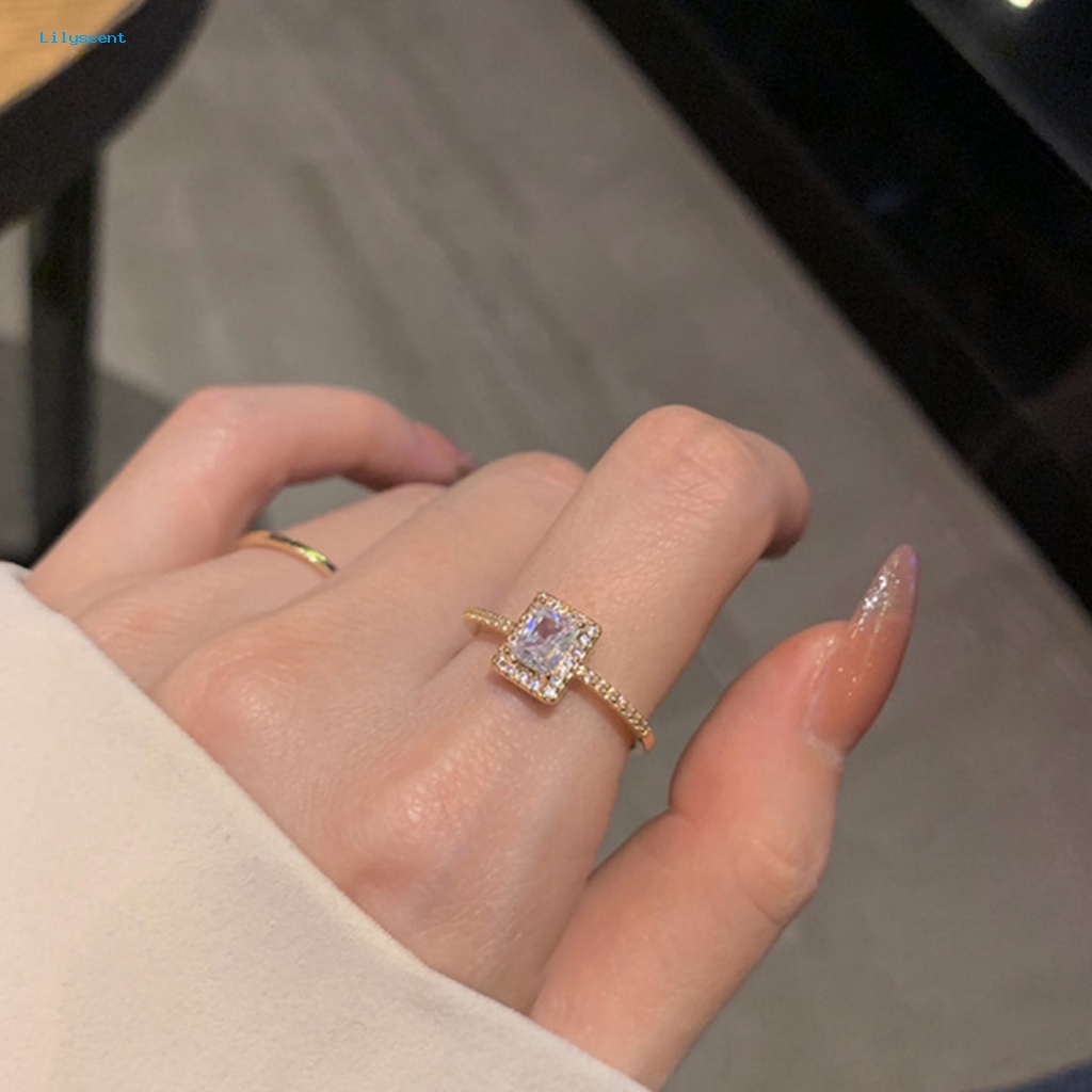 Lilyscent Cincin Pesta Tahan Lama Untuk Lady Berlian Imitasi Alloy Pembukaan Ring Pengerjaan Halus