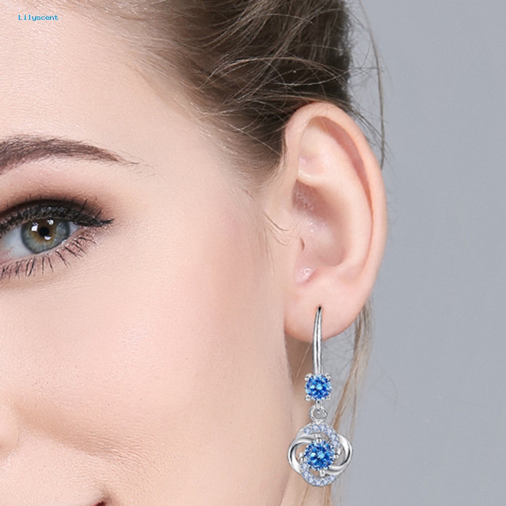 Lilyscent Wanita Berlian Imitasi Cubic Zirconia Rumbai Four-leaf Clover Hook Earrings Perhiasan