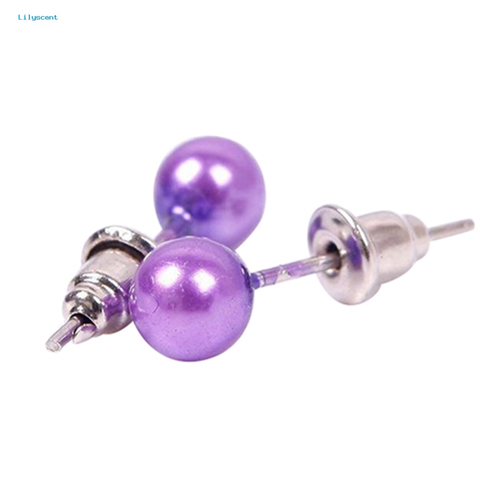 Lilyscent 12pasang Anting Ringan Untuk Pacaran Wanita Gaya Faux Pearl Ear Studs Bulat Bola