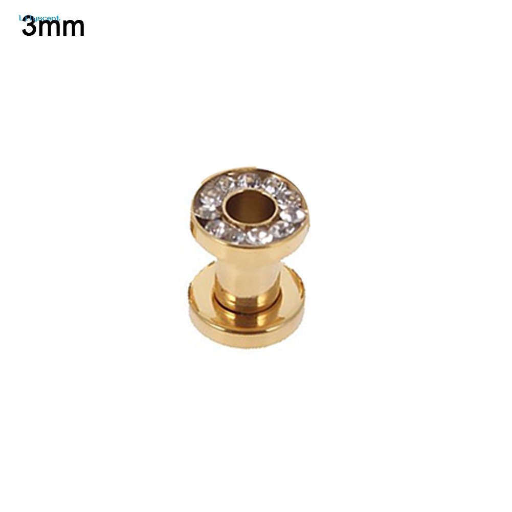 Lilyscent 1Pc Stainless Steel Berlian Imitasi Hias Plating Ear Plug Anting Tindik Perhiasan