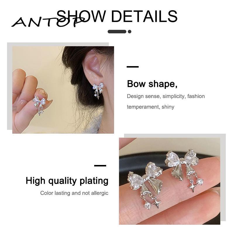 [Antop Rawis Fashion Temperamen Ikatan Simpul Zirkon Anting Wanita Desain Rasa Sederhana Anting Bermutu Tinggi