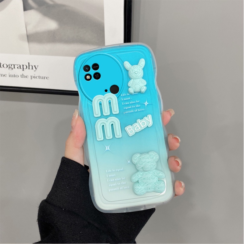 Andyh Casing Ponsel Untuk Xiaomi Redmi 10C Note8 Pro 9 Pro Max 9S Phone Case 3D Alphabet Bear Pelindung Kamera Pelindung Penutup Belakang Couple Case