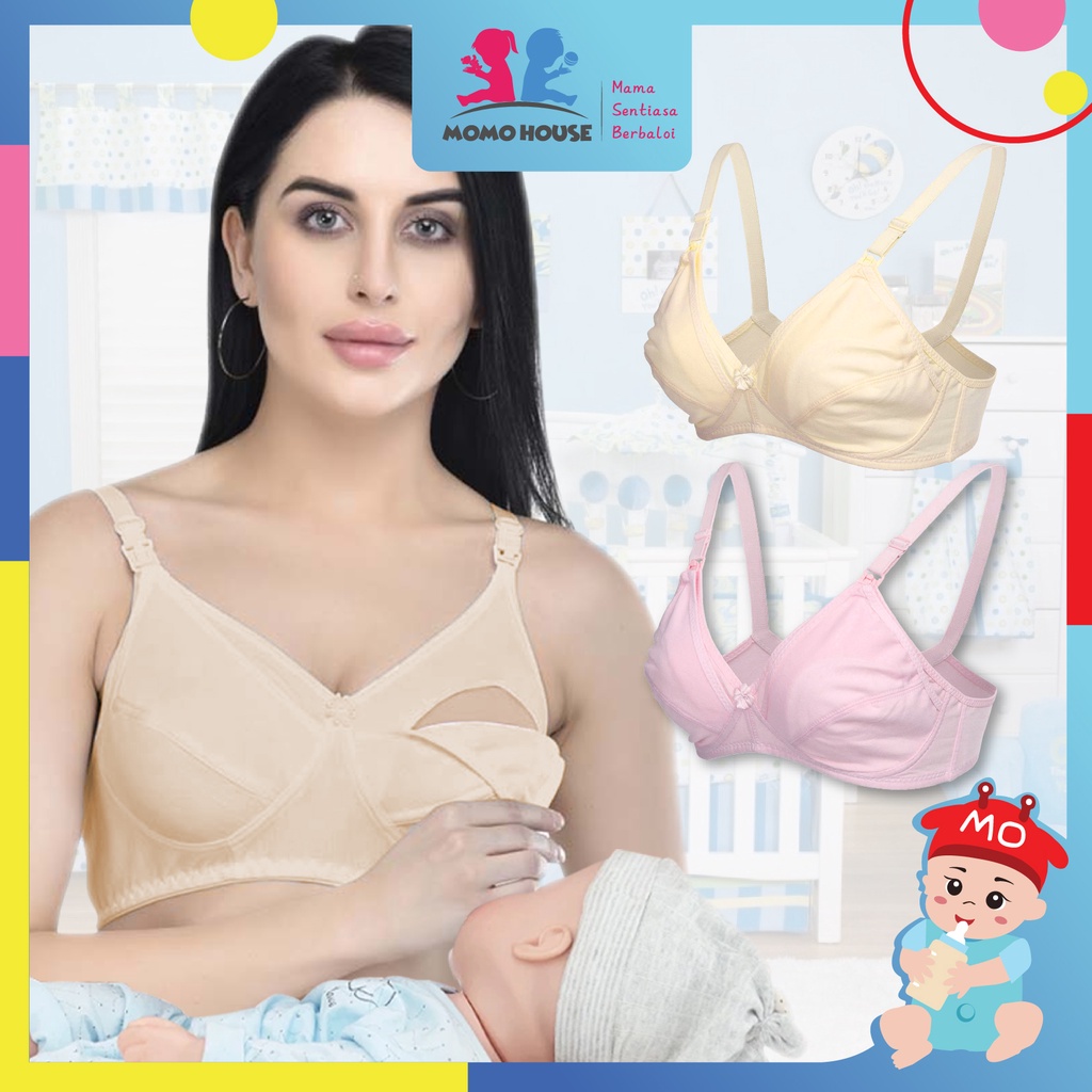 MOMO HOUSE Bra Menyusui Bh Menyusui breastfeeding bra ibu hamil Nursing Bra  Nursing Bra Tanpa Kawat