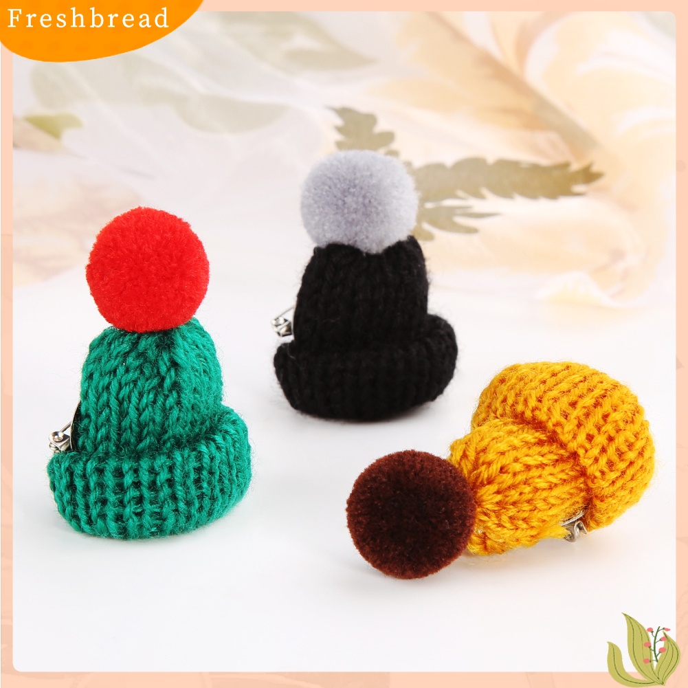 &lt; Freshbread &gt; Fashion Rajut Pom Pom Topi Bros Pin Wanita Natal Gaun Syal Aksesori