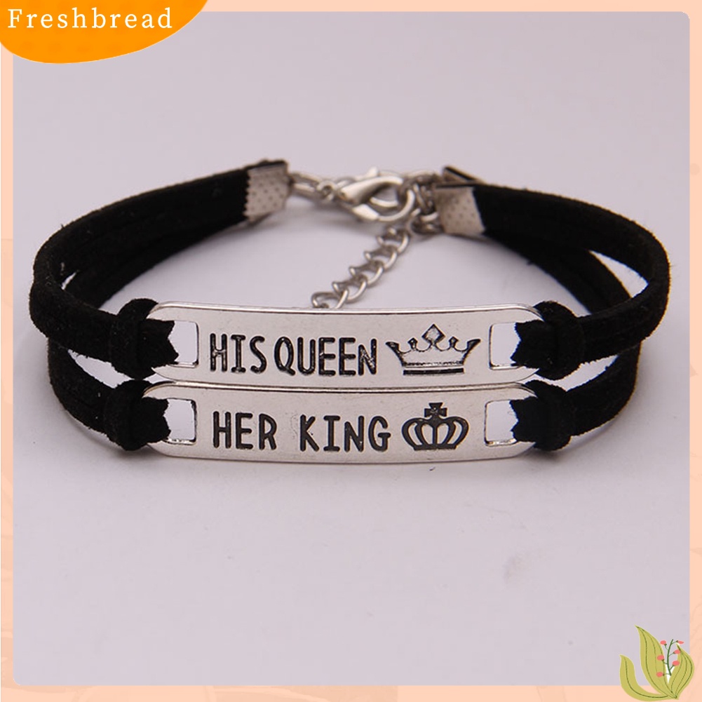 &lt; Freshbread &gt; Fashion His Queen Her King Pasangan Gelang Pencocokan Gelang Pecinta Perhiasan Hadiah