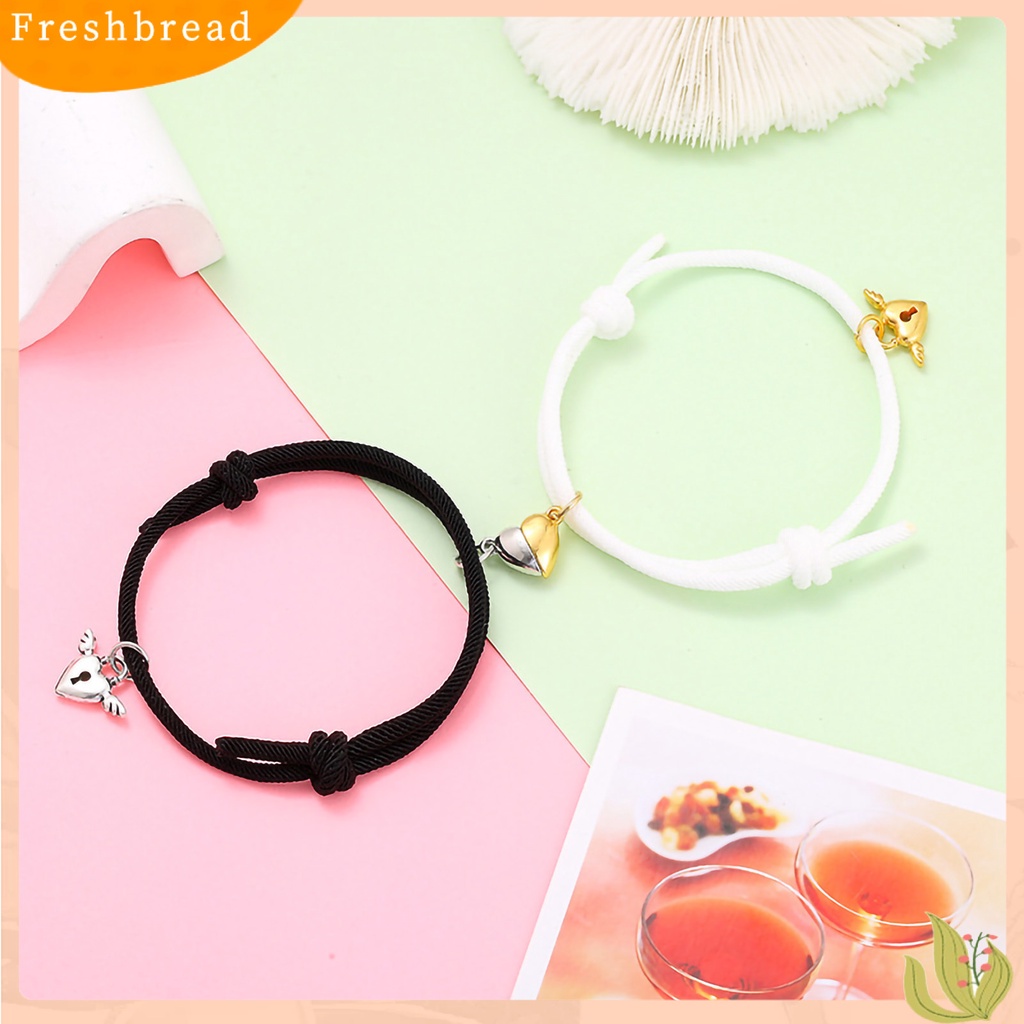 &lt; Freshbread &gt; 1pasang ic Gelang Nilon Tali Tangan Buatan Tangan Adjustable Electroplating Liontin Tidak Luntur Hias Pecinta Menarik Atraksi Hati Gelang Perhiasan Aksesori