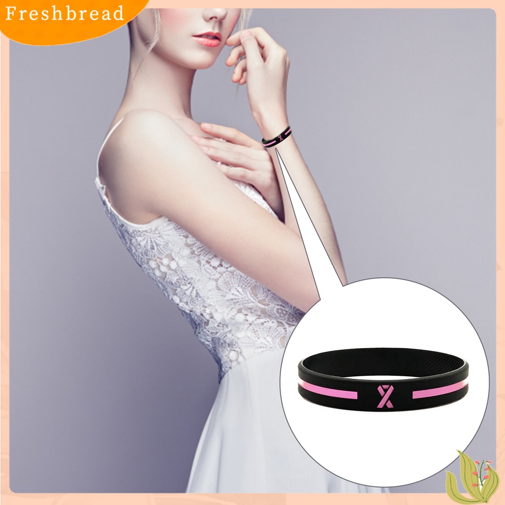 &lt; Freshbread &gt; Berkah Gelang Ketangguhan Tinggi Tahan Aus Silikon Breast Cancer Awareness Bracelets Untuk Wanita