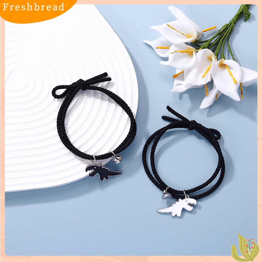 < Freshbread > 2Pcs Braided Bracelets Hand Made Adjustable Pengerjaan Halus Elastis Dinosaurus Dekorasi Hias Minimalis Pasangan ic Senada Gelang Aksesori Pakaian