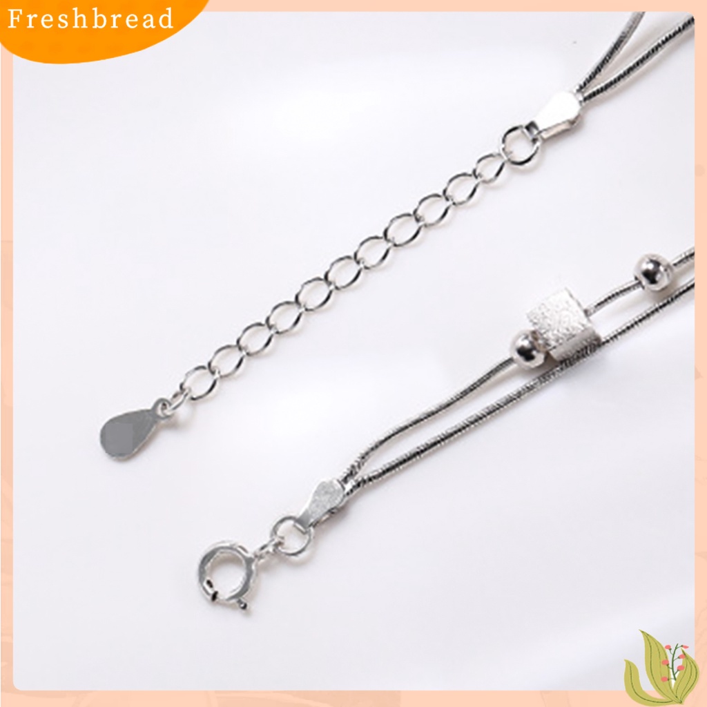 &lt; Freshbread &gt; Wanita Manik Persegi Gelang 2-Layers Rantai Bangle Perhiasan Aksesori Untuk Hari Valentine