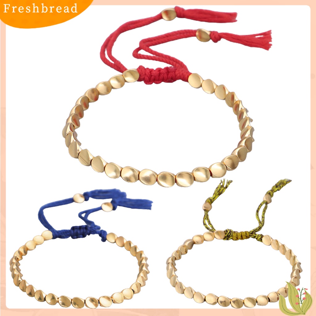 &lt; Freshbread &gt; Unisex Handmade Braided Copper Beads Serut Tali Keberuntungan String Rantai Gelang