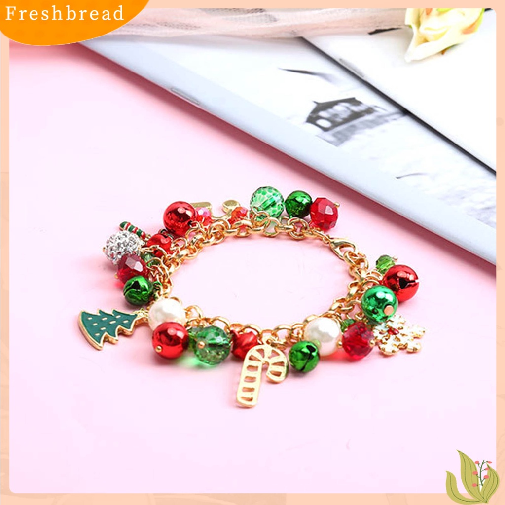 &lt; Freshbread &gt; Gelang Natal Alloy Bell Kristal Imitasi Snowflake Gelang Pohon Natal Untuk Pesta