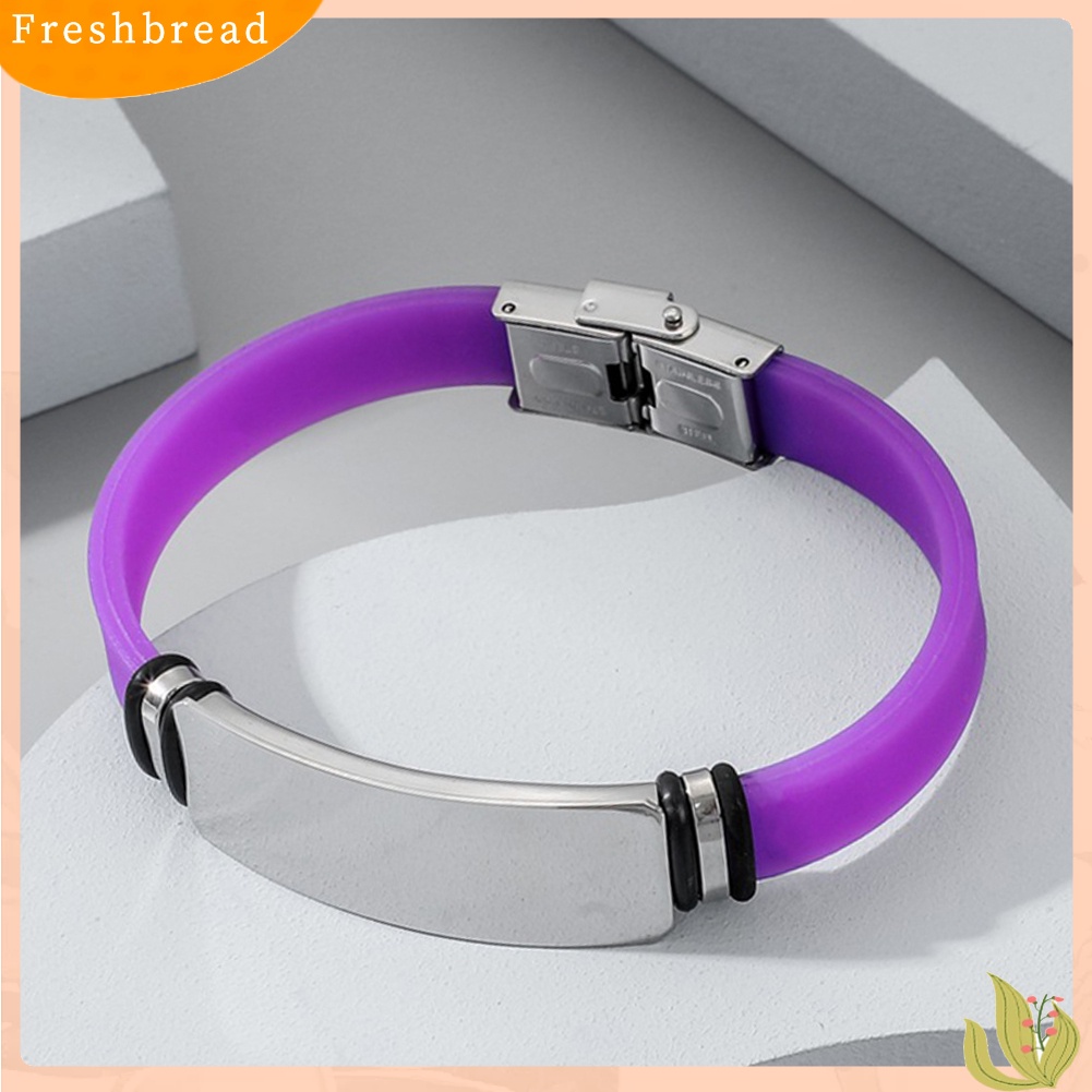 &lt; Freshbread &gt; Fashion Sederhana Unisex Bangle Logam Silikon Gelang Tangan Pasangan Perhiasan Hadiah