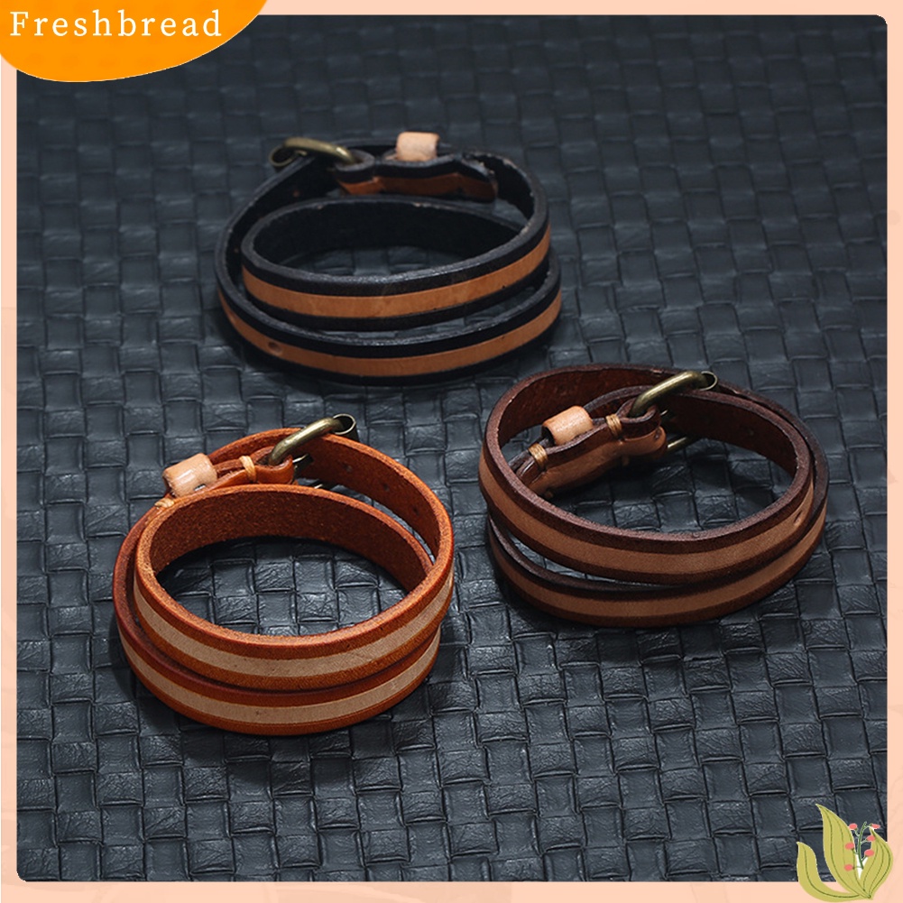 &lt; Freshbread &gt; Vintage Unisex Double Layer Kulit Sapi Gelang Bangle Pesta Perhiasan Hadiah