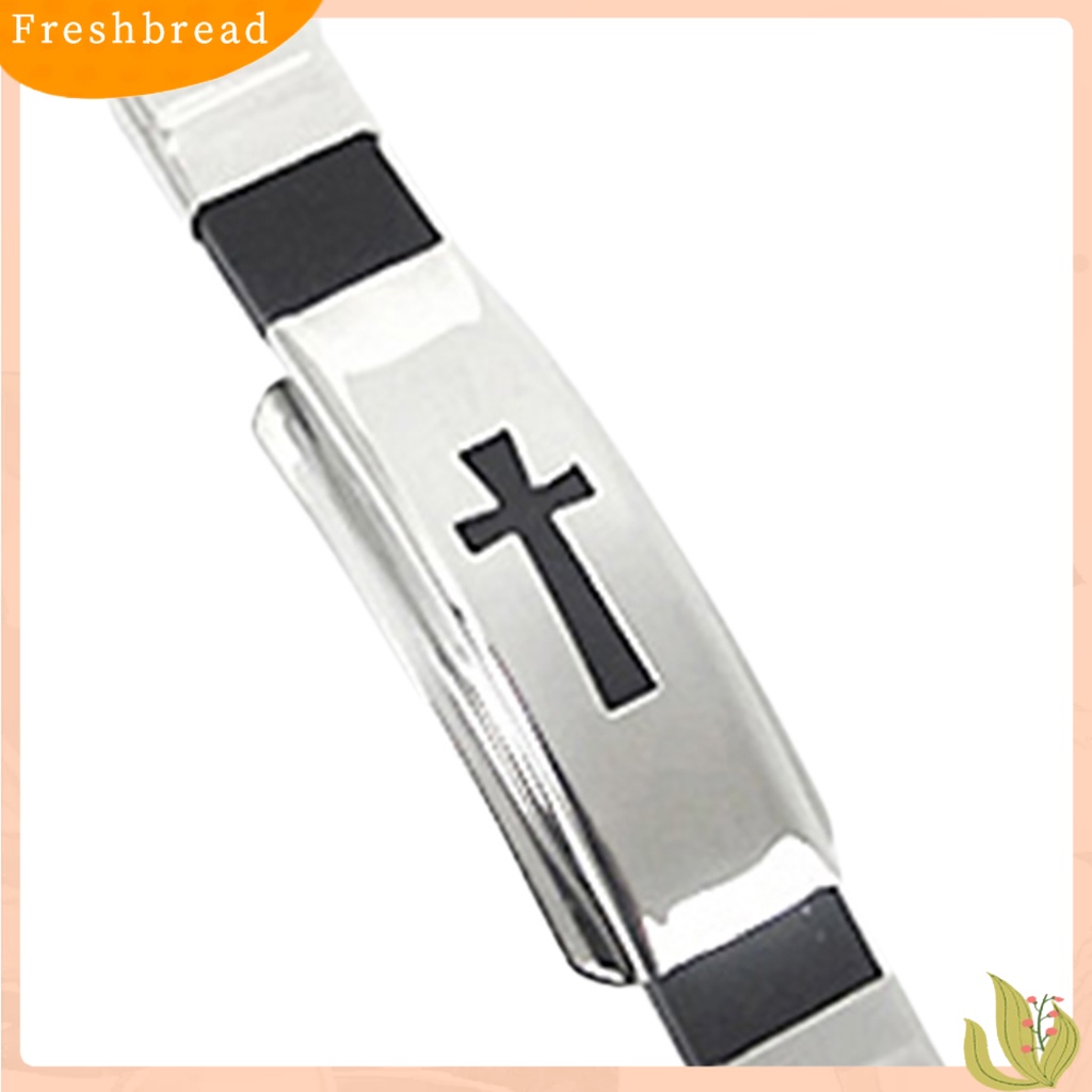 &lt; Freshbread &gt; Gelang Bangle All-match Bahan Stainless Steel Motif Salib Unisex Untuk Pesta