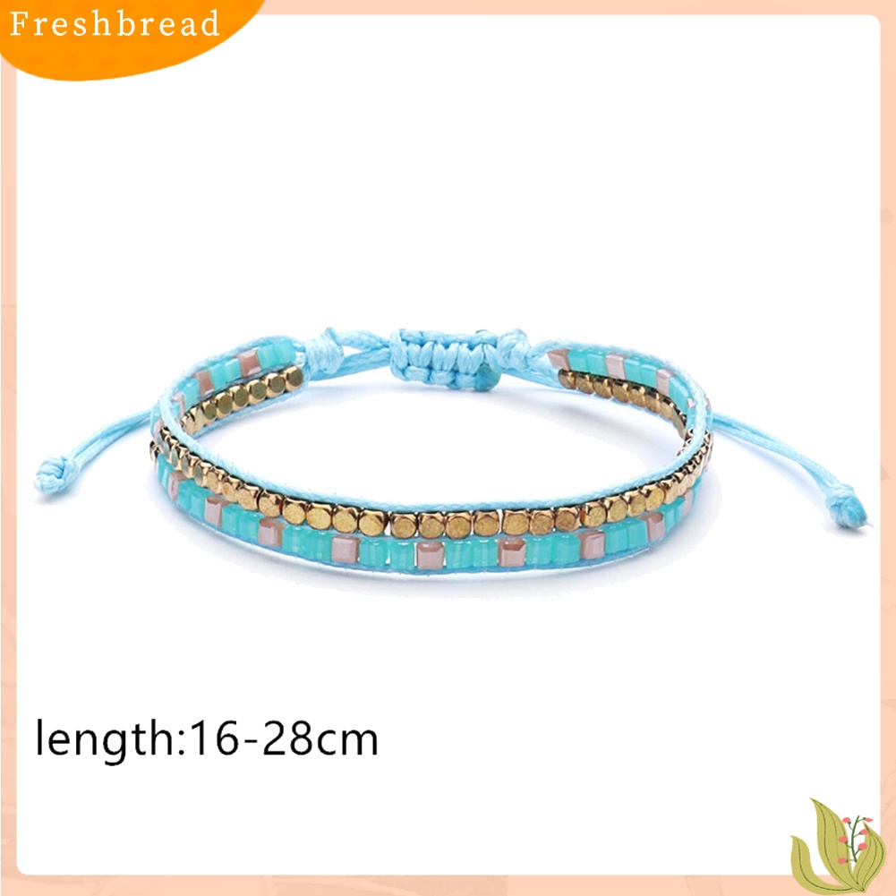 &lt; Freshbread &gt; 3Pcs/Set Boho Wanita Kubus Manik-Manik Tali Lilin Anyaman Gelang Pantai Perhiasan Hadiah