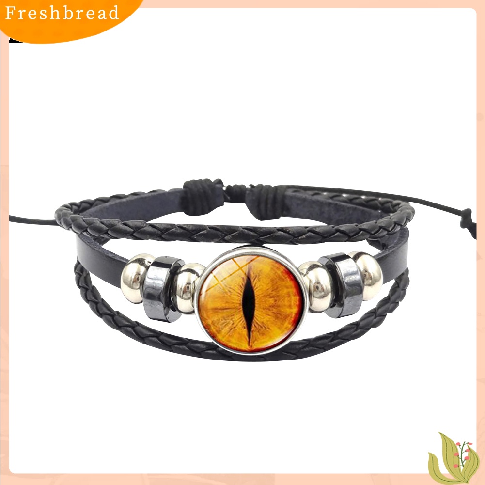 &lt; Freshbread &gt; Unisex Vintage Perhiasan Hadiah Liontin Mata Hewan Multi Layers Kepang Tali Gelang